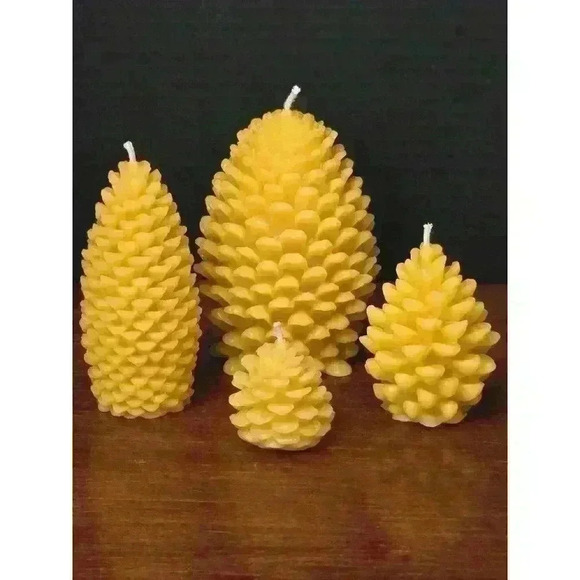 Handmade Beeswax Candle - Pine Cone Group  of 4 - Picture 1 of 5